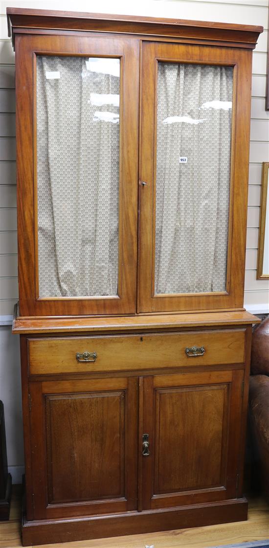 A late Victorian mahogany bookcase cupboard W.98cm